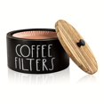 thumbnail image 1 of Stylish Wooden Coffee Filter Holder with Lid, Dust-Proof Storage Caddy for Coffee Bar & Kitchen Counter, 1 of 5