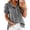 BP44_Black, variant on Women Short Puff Sleeve Button Down Shirts Striped Plaid Ruffle Stand Collar Shirt Summer Tops Casual Work Blouses White XL