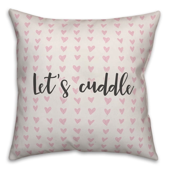 Creative Products Let's Cuddle in Pink Hearts Pattern 16x16 Spun Poly Pillow