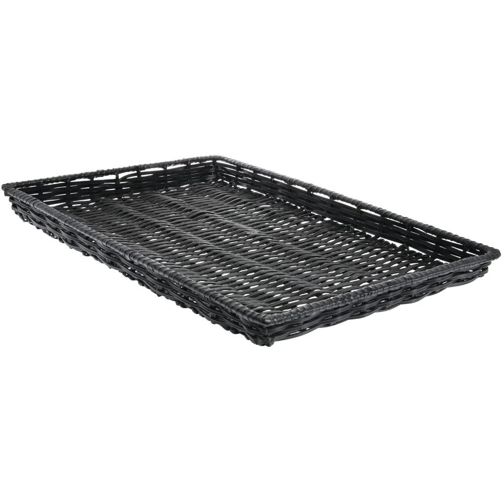 HUBERT Wicker Storage Basket Black Plastic - 18" L x 26" W x 2" H