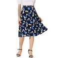 thumbnail image 1 of Unique Bargains Jupe Midi Évasée en Chiffon pour Femmes, Bleu Foncé, S, 1 of 6