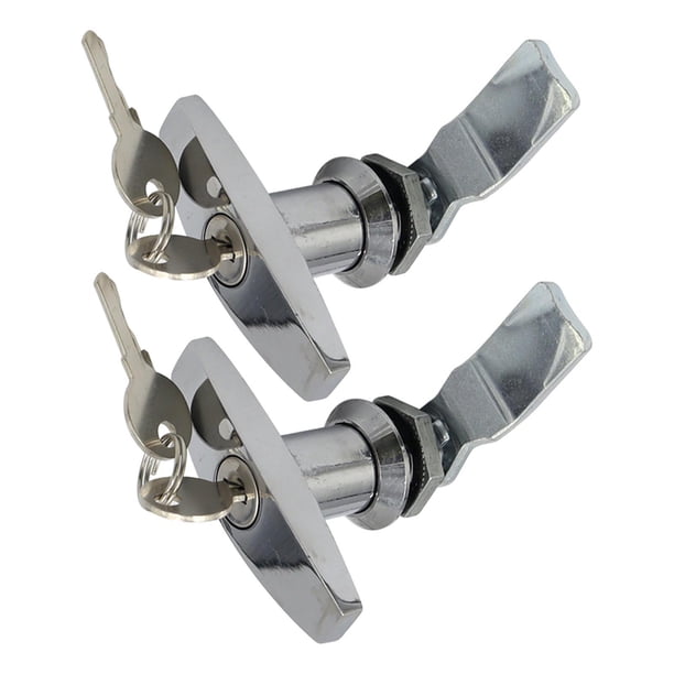 Scienceny Cerradura de manija en forma de T con llaves Cerraduras de dosel de caravana de aleación de zinc Vehículos, repuestos y accesorios Mis 2 piezas de plata