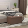 thumbnail image 2 of SSyao 30 Inch Storage Ottoman Bench, 24 Gal. Folding Ottoman Footrest, End of Bed Bench, Rectangle Foot Stool, Supports 600 lbs, for Bedroom, Living Room, Entryway, Hallway, Brown, 2 of 9