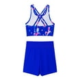 thumbnail image 5 of Alvivi 2Pcs Girls Printed Swimsuit Sport Suit Criss Cross Back Tank Top with Booty Shorts Bathing Suit 4-16 Royal Blue 14, 5 of 7