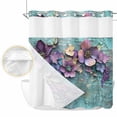 thumbnail image 2 of Spring Purple Flower No Hook Shower Curtain Waterproof,Bathroom Curtains with Snap in Liners and See Through Top Window,Retro Wall Seamless Garden Pastoral Hotel Bathtub Curtains Shower 72"Wx78"L, 2 of 8