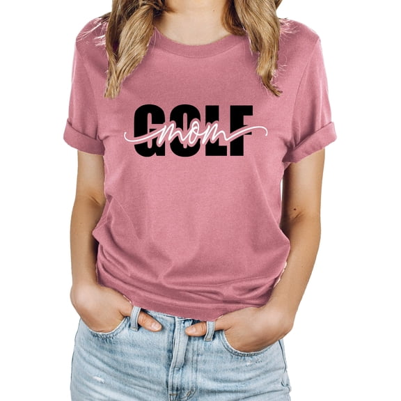 Trendy Golf Mom Shirt for Women Girly Cute Script Golf Mom Supporter Tee Mauve Shirt Adult Large