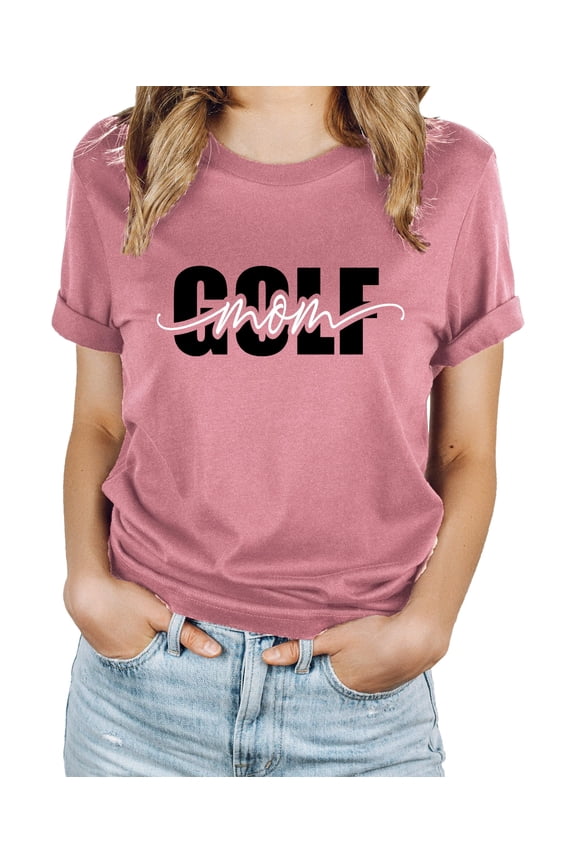 Trendy Golf Mom Shirt for Women Girly Cute Script Golf Mom Supporter Tee Mauve Shirt Adult 2XL