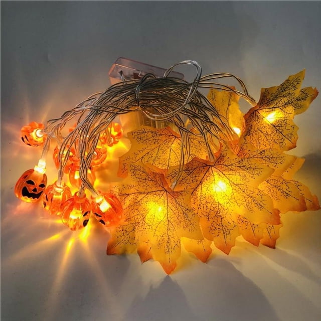 Halloween Maple Leaf Light String LED Lighted Thanksgiving Pumpkin Garland for Home Halloween Decoration Type 9