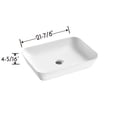 thumbnail image 2 of DAX Ceramic Rectangular Bathroom Vessel Basin, 22", White Glossy, 2 of 4