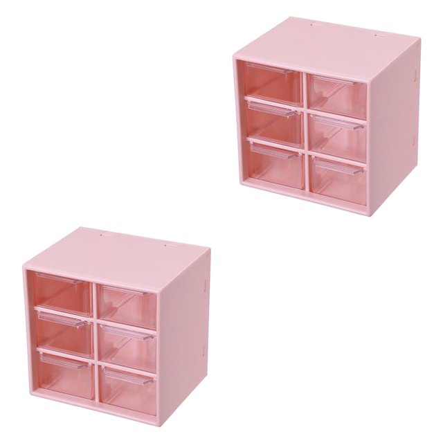 Bearachild Desktop Drawer Box Dustproof for Jewelry Office Cosmetics Home 6 Rejilla Rosa 2piezas