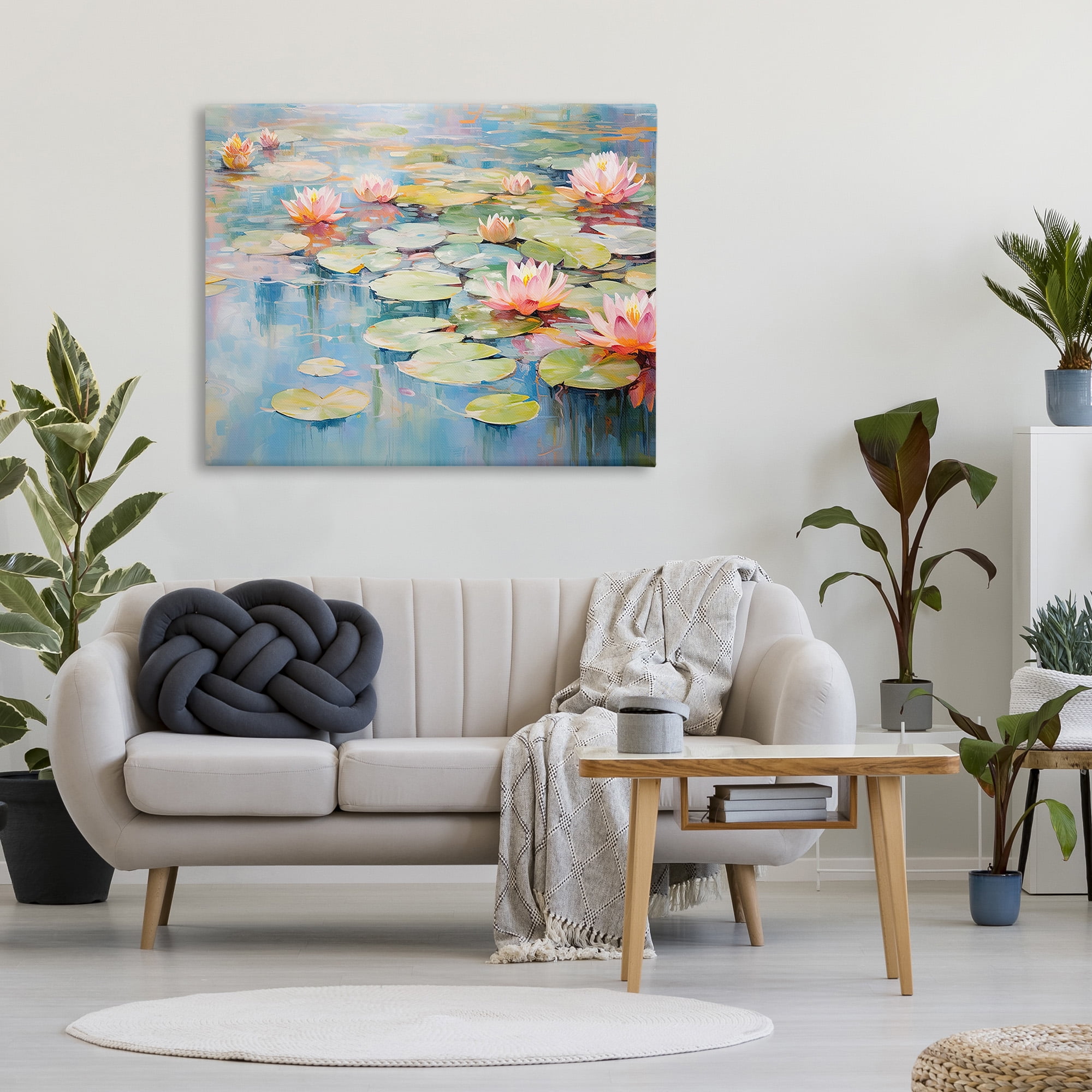 Stupell Industries Modern Lily Pad Painting Landscape Painting Gallery Wrapped Canvas Art Print Wall Art, 48 x 36