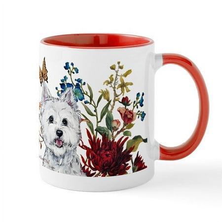 

CafePress - Westie Terrier In The Garden Mug - 11 oz Ceramic Mug - Novelty Coffee Tea Cup