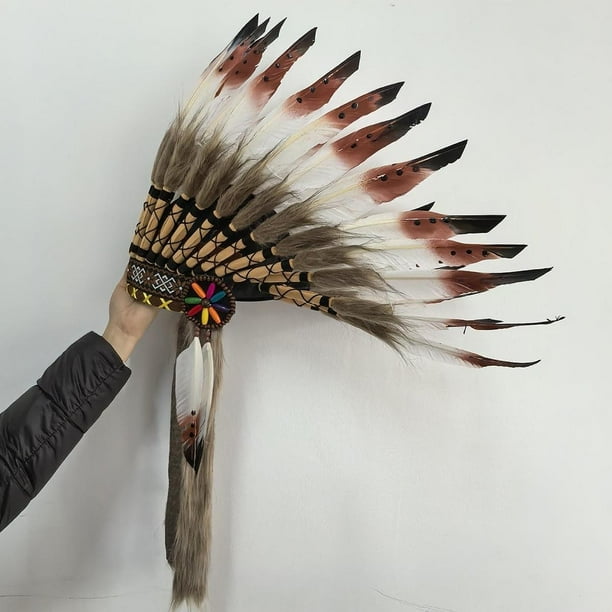 Tocado de plumas artificiales estilo , diadema unisex para fiestas y espectáculos de danza.