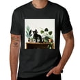 thumbnail image 2 of Green potted cactus cute black cat, designed shirt, artistic display, T-shirt lover gift casual breathable men, women, boys, girls, children, 2 of 4