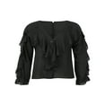 thumbnail image 1 of PENGXIANG Chemise à Volants Boutonnée pour Femmes Été Blouse à Manches Longues Col en V, 1 of 7