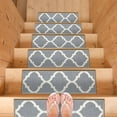 thumbnail image 6 of Ottomanson Non-Slip Rubberback Trellis 8.5" x 26" Indoor Stair Treads, 7 Pack, Gray/White, 6 of 12