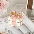 thumbnail image 4 of ABPETE Mini Trinket Box, Bow-knot Gift Box Style Hinged Jewelry Box Vintage Metal Enameled Decorative Box Ring Earrings Jewelry Organizer Gift Box for Women Girls, Pink, 4 of 9