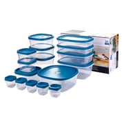 Mainstays Reusable Food Storage Containers Set, Plastic, Multi-Size, 34 Pieces, 17 Containers and 17 Lids