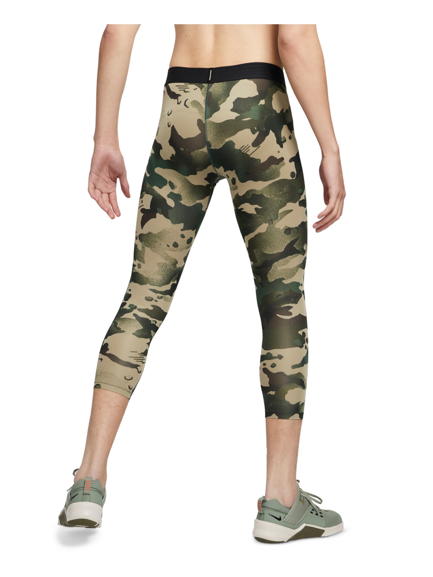 Nike Pro Mens Camouflage Three-Quarter Athletic Tights Green XL -