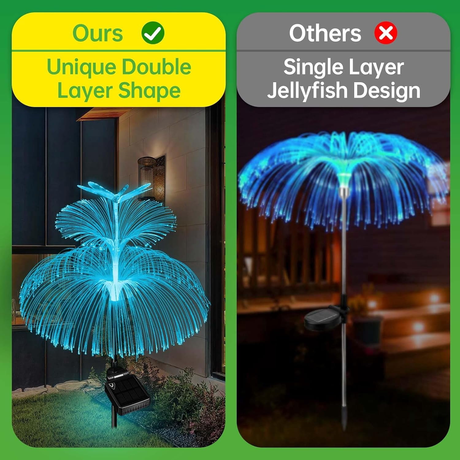 KOMI Solar Garden Lights 3 Pack New Upgraded Solar Outdoor Lights Waterproof 7 Color Changing Double Jellyfish Dragonfly Solar Flower Lights for Garden Yard Pathway Party Wedding Birthday Decor