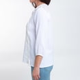 thumbnail image 4 of Elsie & Zoey Larisa Large White Cotton Gauze 3/4 Bishop Sleeve Tie Blouse for Women, 4 of 6