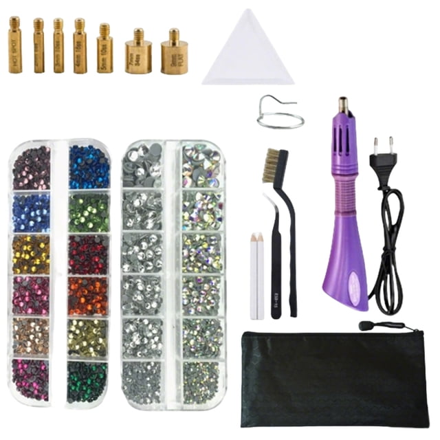 Rhinestone Applicator Pen, 7-in-1 Hot Fix Crystal Setting Tool with Tweezers, Handheld Rhinestone Paster for DIY Clothing Crafts