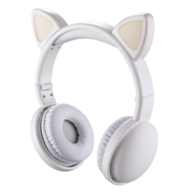 Gato auriculares estéreo Bluetooth 5,0 para niñas iOS y blanco