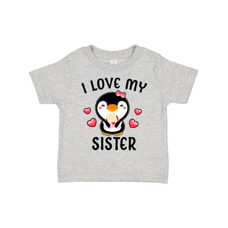 

Inktastic I Love My Sister with Cute Penguin and Hearts Gift Toddler Toddler Girl T-Shirt