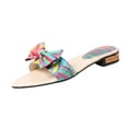 thumbnail image 2 of Samdudou Summer Sandals for Women Chic Open Toe Slip On Flats Vibrant Abstract Swirl Print with Large Bowknot Detail Dressy Beach Vacation Shoes Trendy Daily Walking Footwear, 2 of 8