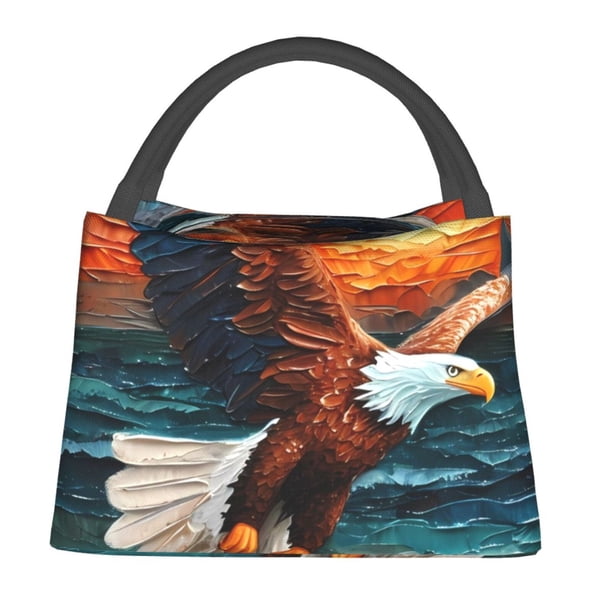 Balery Textured Bald Eagle Bolsa de Aislamiento Portátil – Bolsa de Almuerzo con Forro de Aluminio Mejorado, Funda Impermeable y Fácil de Limpiar para Picnic y Caja de Almuerzo