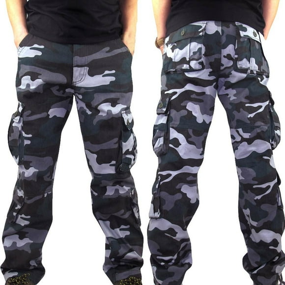 JURANMO Mens Hiking Pants Outdoor Drawstring Cargo Pants,2024 Men Trendy Camouflage Multiple Pockets Overalls Casual Loose Sport Work Trouser Tactical Pants Lightweight
