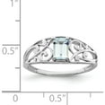 thumbnail image 3 of Sterling Silver Rhodium Plated Aquamarine Ring (Size 8) Made In India qr4503aq-8, 3 of 5