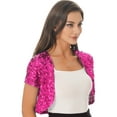 thumbnail image 3 of YIZYIF Womens Short Sleeve Cardigan Allover Shiny Sequins Cropped Shawl Shrug Club Cocktail Party Coat Hot Pink One Size, 3 of 7
