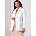 thumbnail image 3 of DARING DIVA Women's Faux Fur Coat Open Front Notch Lapel Jacket XL White, 3 of 8