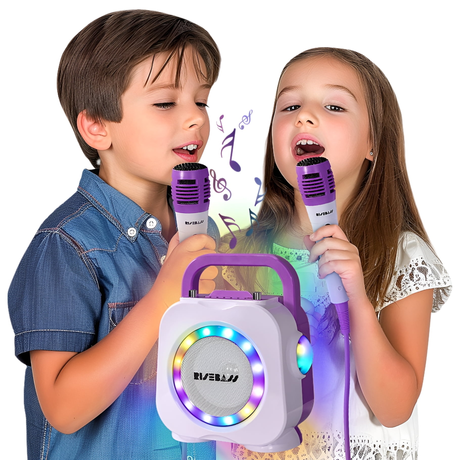 Rise Bass Unisex Karaoke Machine for Adults and Kids with Two Wireless Microphones