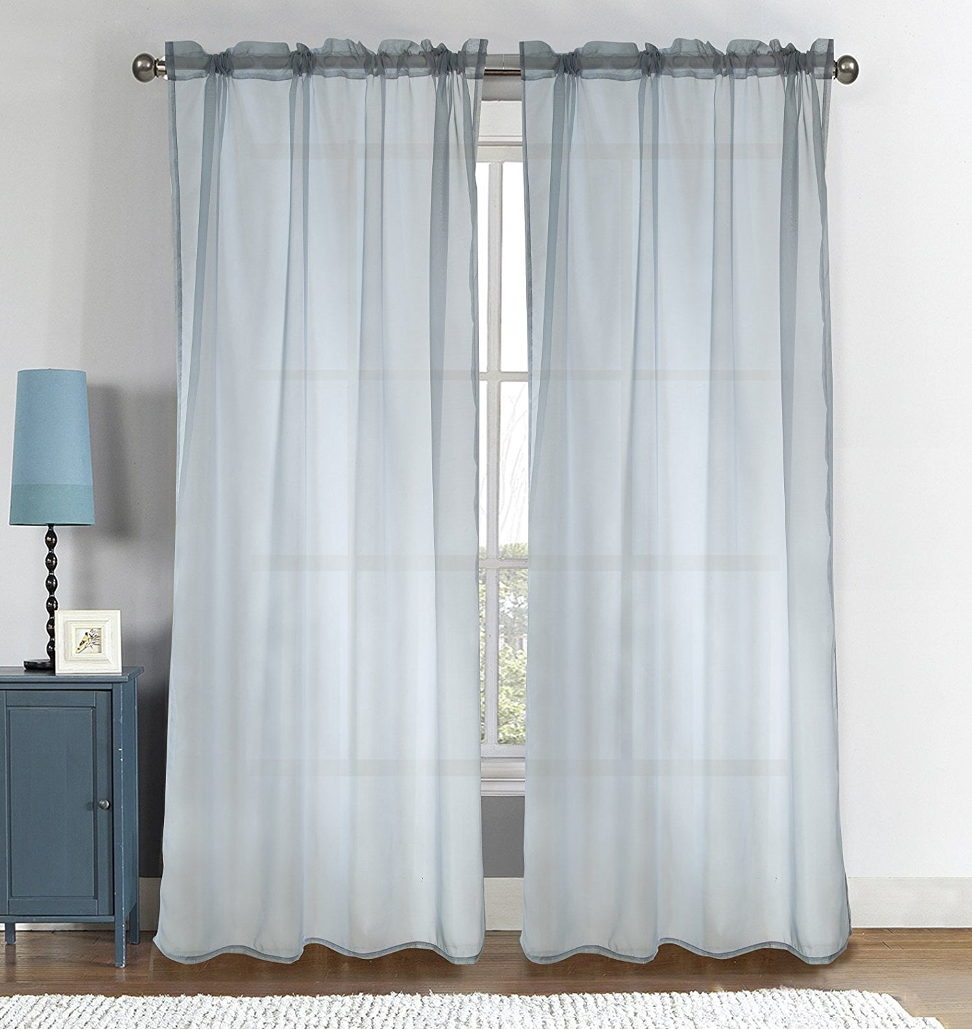 54" X 84" Sheer Rod Pocket Window 2 Panel Curtain