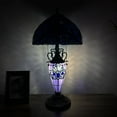thumbnail image 5 of Tiffany Table Lamp Blue Stained Glass Shade And Base Baroque Style Lavender LED Bulbs Included for Living Room Bedroom Bedside 12"W*12"D*22"H, 5 of 7
