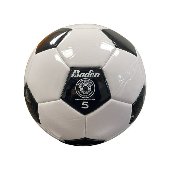 Baden S150 Ballon de Football Traditionnel - Série Classique Ballon de Football Noir et Blanc, Taille 5