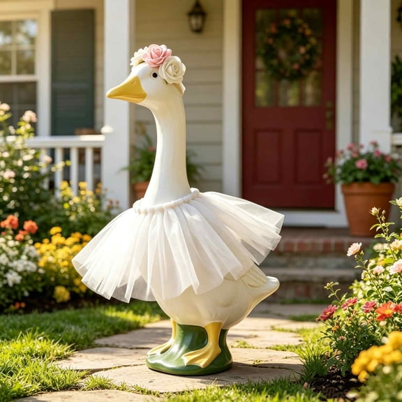 Pandiboks porch goose outfit 23in porch goose clothes White polyester Garden Outdoors Washable decoration Gifts for others