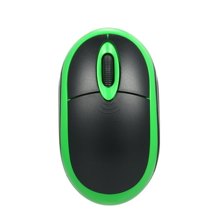 Laptop Desktop Pc Usb 2.4G Wireless Mouse 1600DPI Optical Mini Portable Mobile Mouse with USB Receiver 3 Buttons for PC Laptop Desktop Fit for Left/Right Hand (Black and Green) ()