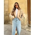 thumbnail image 2 of Womens Cropped Jacket Long Sleeve Belted Trench Coat Solid Color_Special Gift, 2 of 5