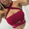 thumbnail image 2 of Fridja Womens Wild Style Off The Shoulder Crop Tops Sequins Strapless Bra Tank Vests, 2 of 7