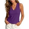 thumbnail image 2 of Xdegoge Womens V Neck Tank Tops Summer Sleeveless Shirts Loose Fit Casual Blouses Lightweight Breathable Solid Soft Comfy Tunic Tops Workout Athletic Fashion Tees, 2 of 8