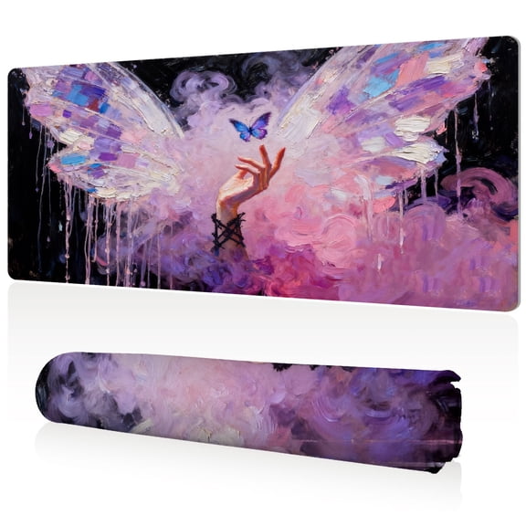 LIVEKEY Mouse Pad Extra Large 80x40x0.3cm Full Desk Coverage Hand and Butterfly Fantasy Art for Gaming and Office Desk Mat