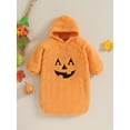 thumbnail image 3 of nvzhuang Infant Baby Fuzzy  Jumpsuit Ghost Face Print Long Sleeve Hood Romper Toddler Clothes, 3 of 8