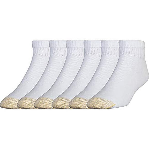 Gold Toe Men's 656p Cotton Quarter Athletic Socks, Multipairs, White (6-Pairs), Large