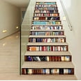 thumbnail image 4 of NAMZI 13pcs 7.08" H x 39.37" W Creative Decorative 3D Bookshelf Self-Adhesive Stair Riser Decal - Stair Stickers Decals Wallpaper for Walls Kitchen Bathroom Stair Decals Home Decorations, 4 of 5