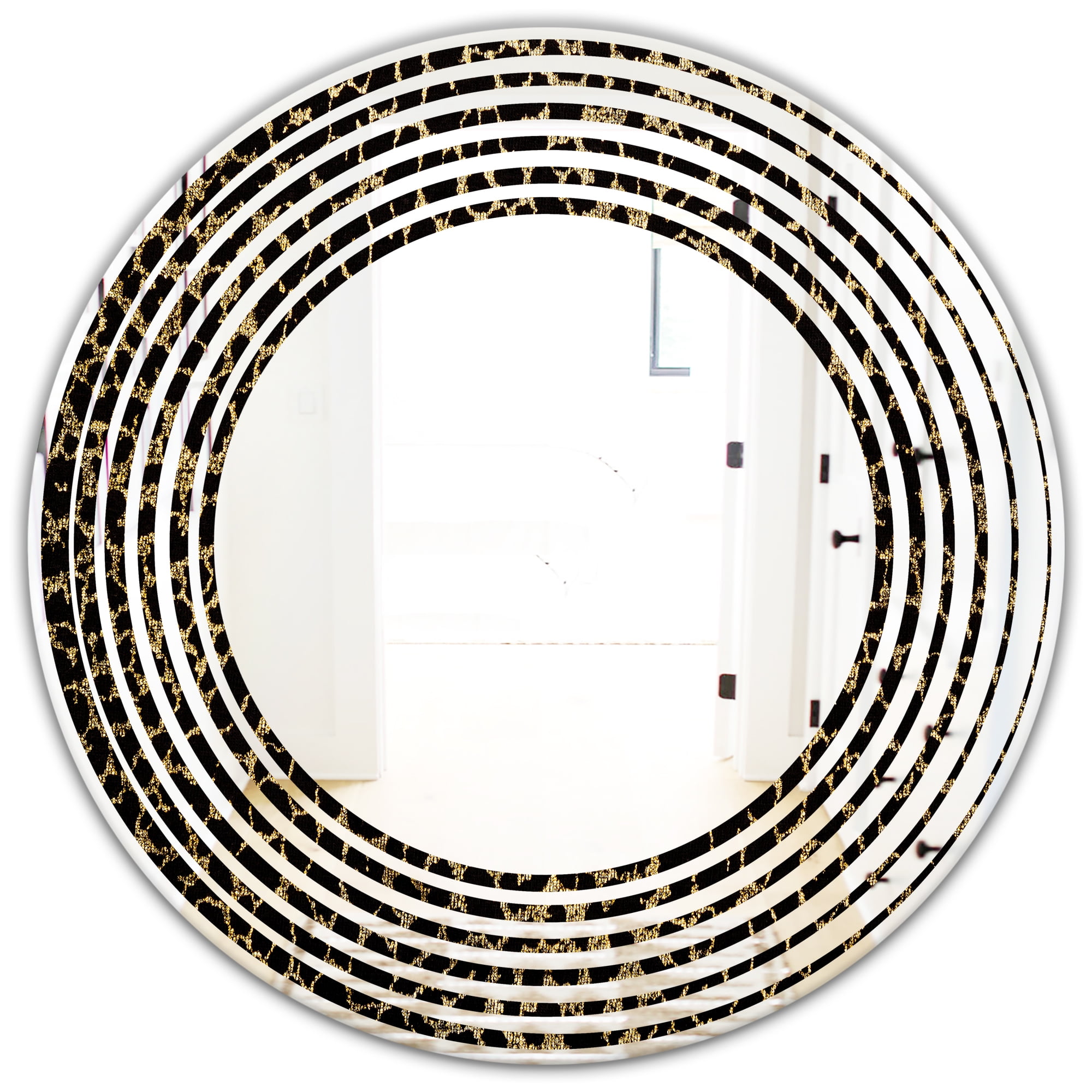 Designart 'Leopard Fur Safari V' Modern Round Wall Mirror - Wave