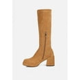 thumbnail image 4 of MORPIN Tan Stretch Suede Calf Boots, 4 of 6