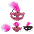 thumbnail image 3 of Unique Bargains 1 Pce Masque Demi-Visage à Motif de Dragon avec Plumes pour Fête Masquée Rose Rouge, 3 of 5